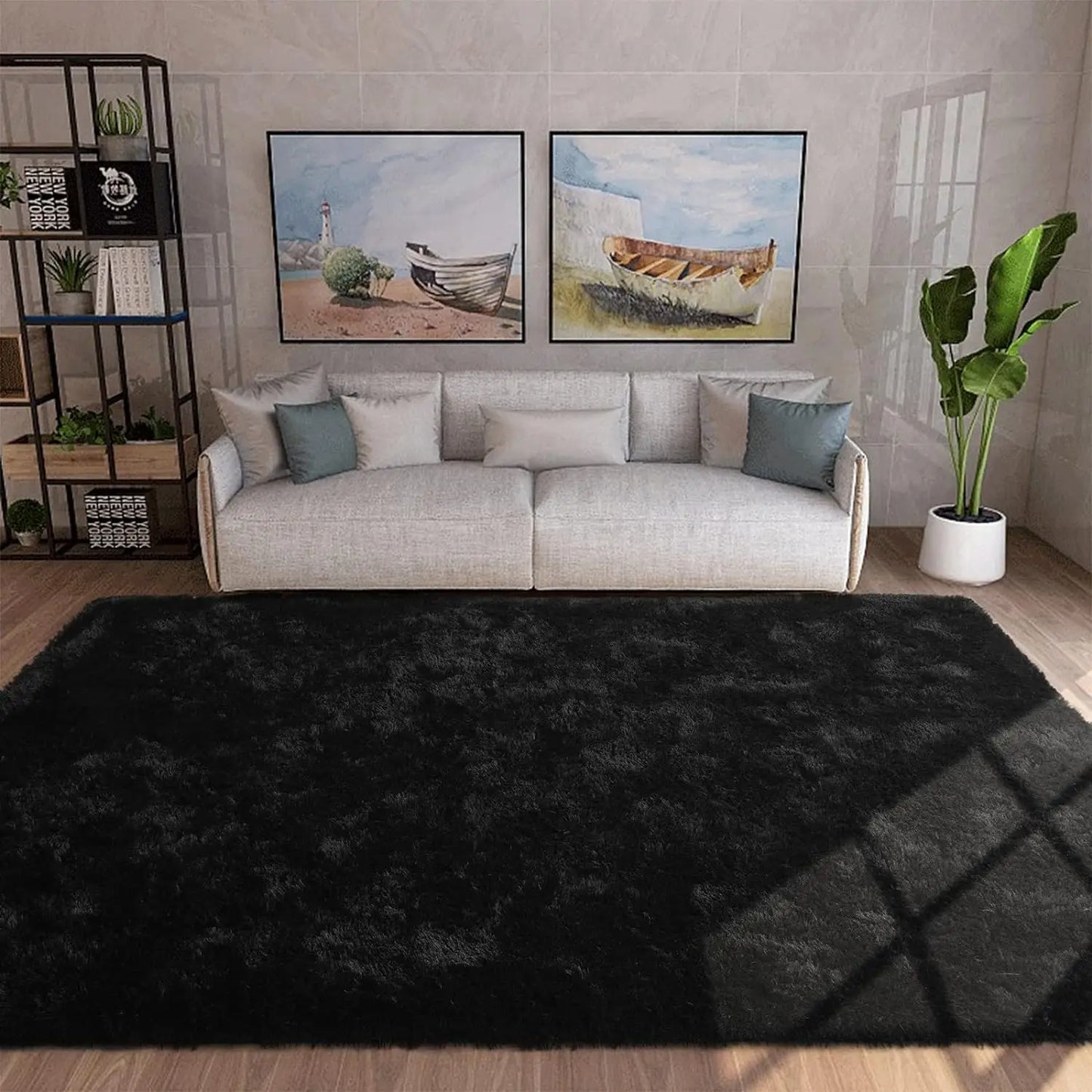 Silk Wool Plush Area Rug – Soft Fluffy Velvet Carpet for Living Room, Bedroom, Kids Room, Non-Slip Home Decor
