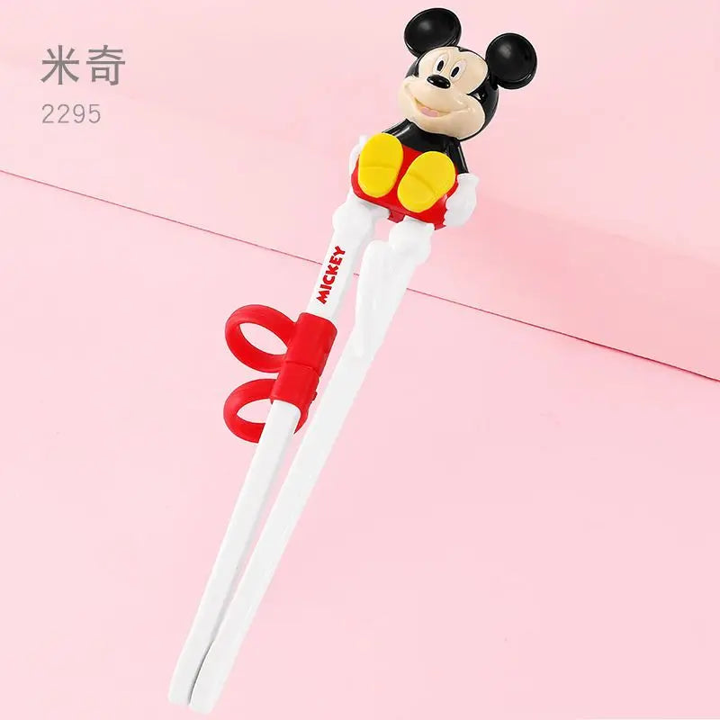 Disney Kids Tableware Set — Lightning McQueen, Mickey, Minnie, Stitch & Princess Elsa Training Chopsticks and Spoons