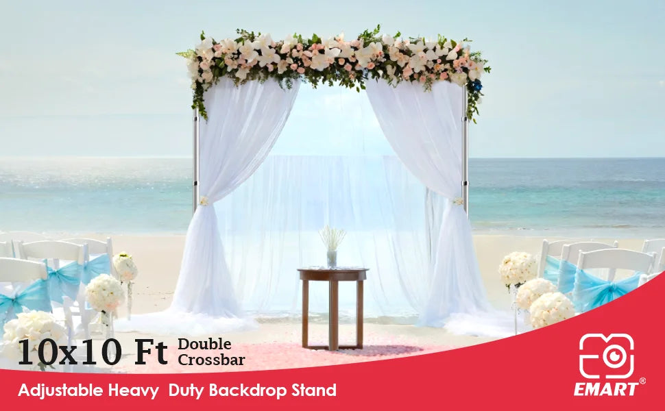 10x10Ft Double Crossbar Pipe and Drape Backdrop Stand Kit – Adjustable Metal Frame for Photography & Events