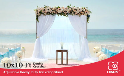 10x10Ft Double Crossbar Pipe and Drape Backdrop Stand Kit – Adjustable Metal Frame for Photography & Events