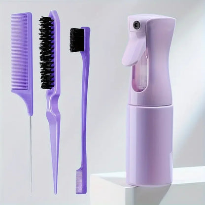 4-Piece Hair Styling Comb Set – Rat Tail, Edge & Smooth Black Brushes for All Hair Types