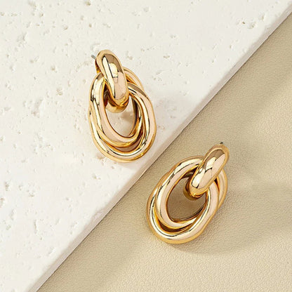 Gold & Silver Knot Hoop Earrings – Trendy Shiny Eardrop Jewelry for Women