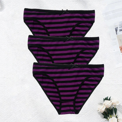 YOUREGINA Plus Size Seamless Panties - Striped Cotton Women’s Underwear Briefs 3 Pack