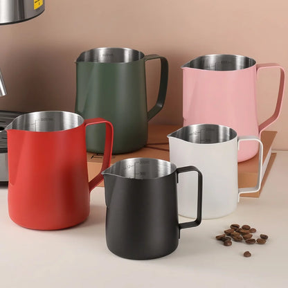 350/600ML Stainless Steel Coffee Milk Frothing Pitcher – Precise Scale Latte Jug for Barista & Professional Cafe Use