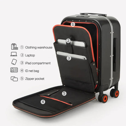 Mixi Carry-On Hardside Spinner Suitcase – Aluminum Frame Rolling Trolley Luggage with PC Shell & Durable Wheels