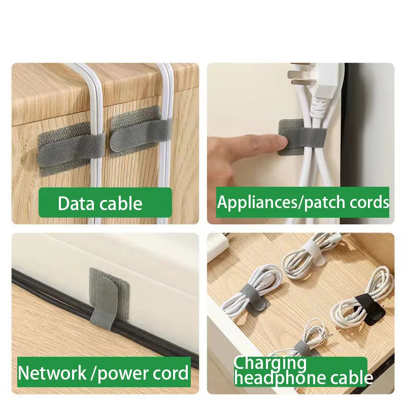 Reusable Ties Fastening Wire - Self-Adhesive Adjustable Cable Organizer Straps for Desk Management and Cord Holding