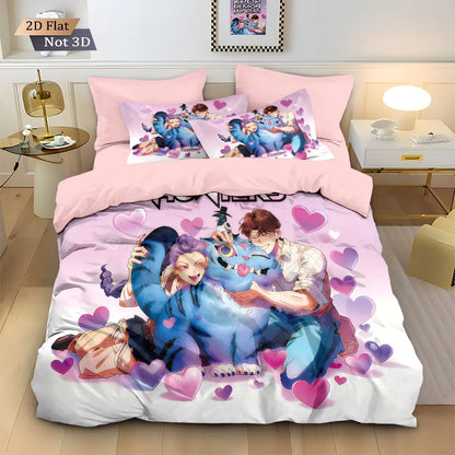 Anime Demon Hunters Zoey Mira Bedding Set – Duvet Cover for Kids, Teens & Adults, Single to King Size Gift