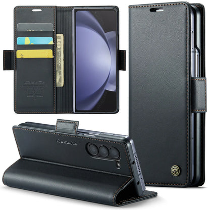 Magnetic PU Leather Phone Case for Samsung Galaxy Z Fold 7/6/5 — Fold6/5 5G Wallet Card Holder Shockproof Cover