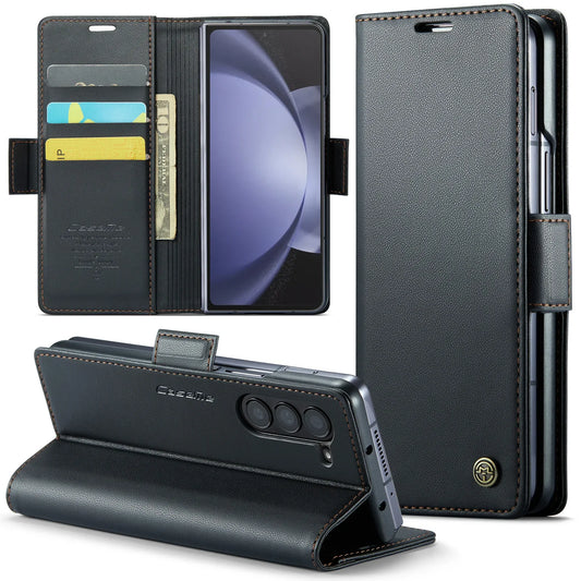 Magnetic PU Leather Phone Case for Samsung Galaxy Z Fold 7/6/5 — Fold6/5 5G Wallet Card Holder Shockproof Cover