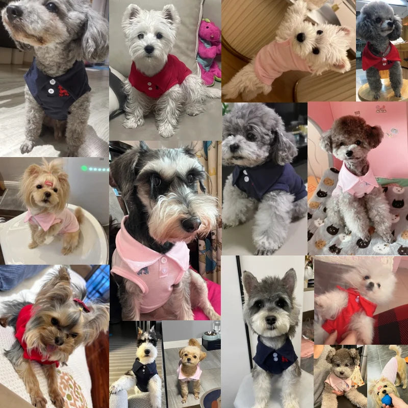 Pet Dog Polo Shirt - Soft Breathable Puppy Vest Clothes for Small and Medium Dogs