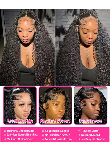 Water Wave Glueless Human Hair Wig – Curly 13x6/13x4 HD Frontal, 250% Density Deep Wave, 7x5 HD Lace Closure, CEXXY Sale