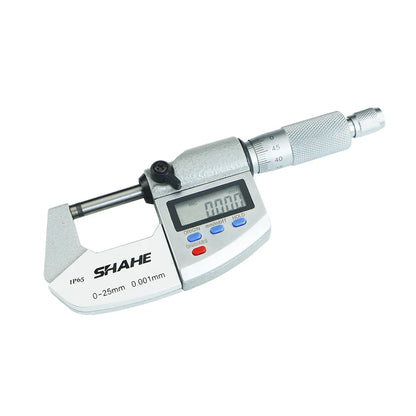 SHAHE 0.001mm Electronic Outside Micrometer — 0-25mm Digital Caliper Gauge for Precision Measurement