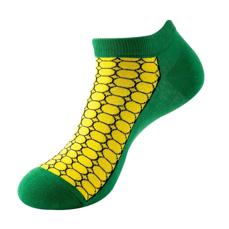 Combed Cotton Ankle Socks for Men & Women - Funny Beer, Fruit & Food Novelty Low Cut Socks (EU 38-43)