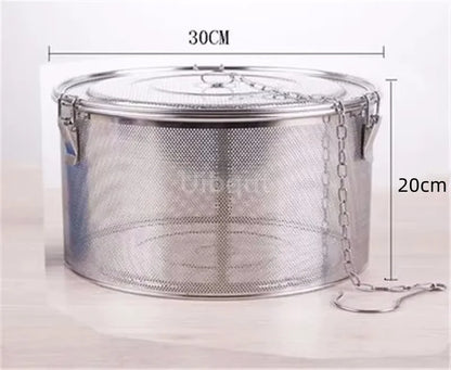 304 Stainless Steel Round Hole Seasoning Bag — Spice, Gravy & Soup Strainer Basket for Brine, Hot Pot, and Slag Separation