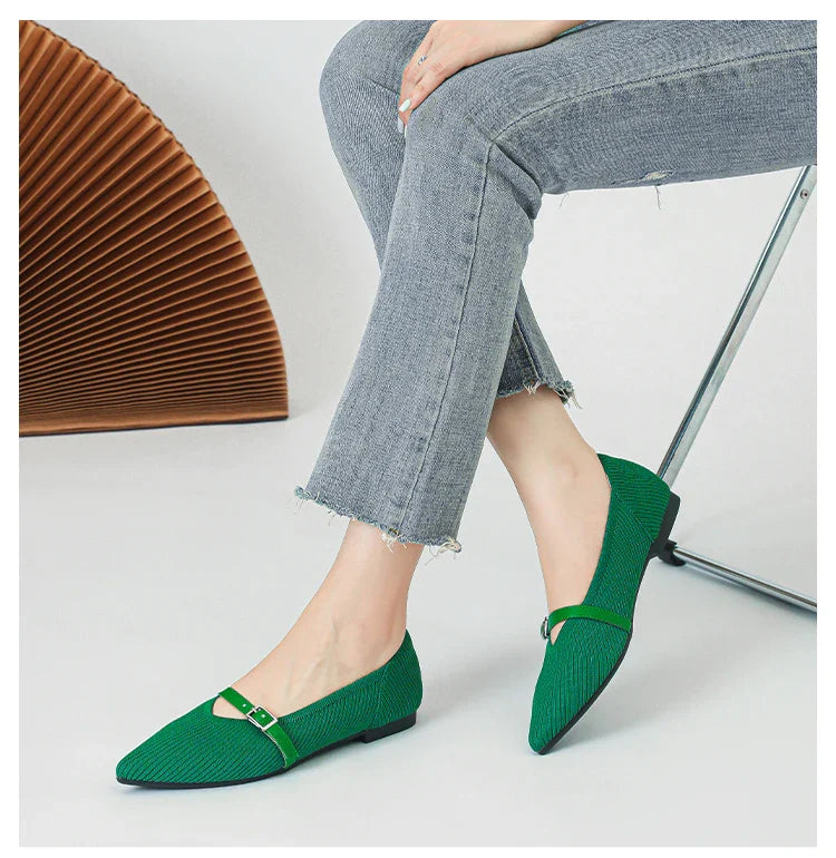2024 Women's Flat Shoes – Pointed Toe Soft Knitted Sole, Breathable & Comfortable Spring and Autumn New Model