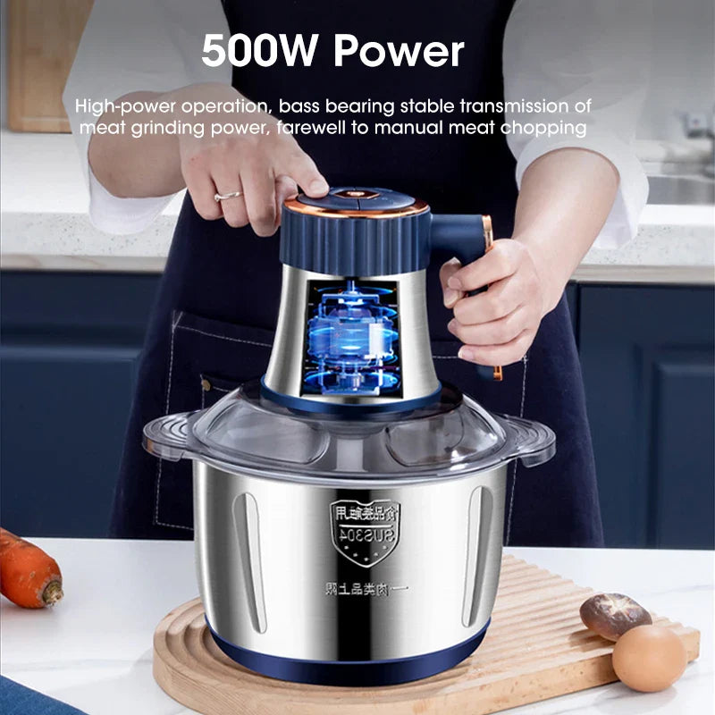 5L Electric Meat Grinder – 304 Stainless Steel Food Crusher & Multifunctional Vegetable Chopper for Baby Food