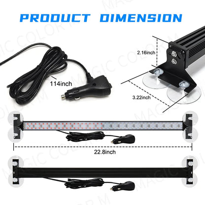 LED Strobe Police Lights - 80 LED Auto Emergency Grill Warning Lamp, Windshield Traffic Advisor Flashlight for Cars