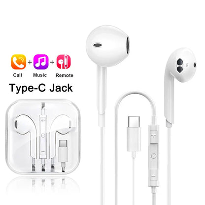 Original Type-C Wired Headphones – 3.5mm Earbuds for Xiaomi, Redmi, Poco, Huawei, Samsung