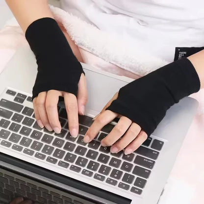 Women’s Winter Velvet Half Finger Gloves – Warm German Plush Open Finger Tele Finger Gloves for Autumn & Winter (1/2 Pairs)