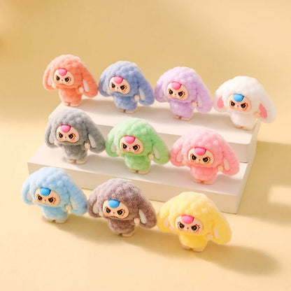 1/9PCS Labubu Cartoon Mini Flocking Doll Pendant – Cute DIY Kawaii Toy Gift Accessories
