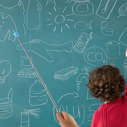 Retractable Teacher Pointer — Stainless Steel Telescopic Finger Design Stick for Classroom Teaching Supplies