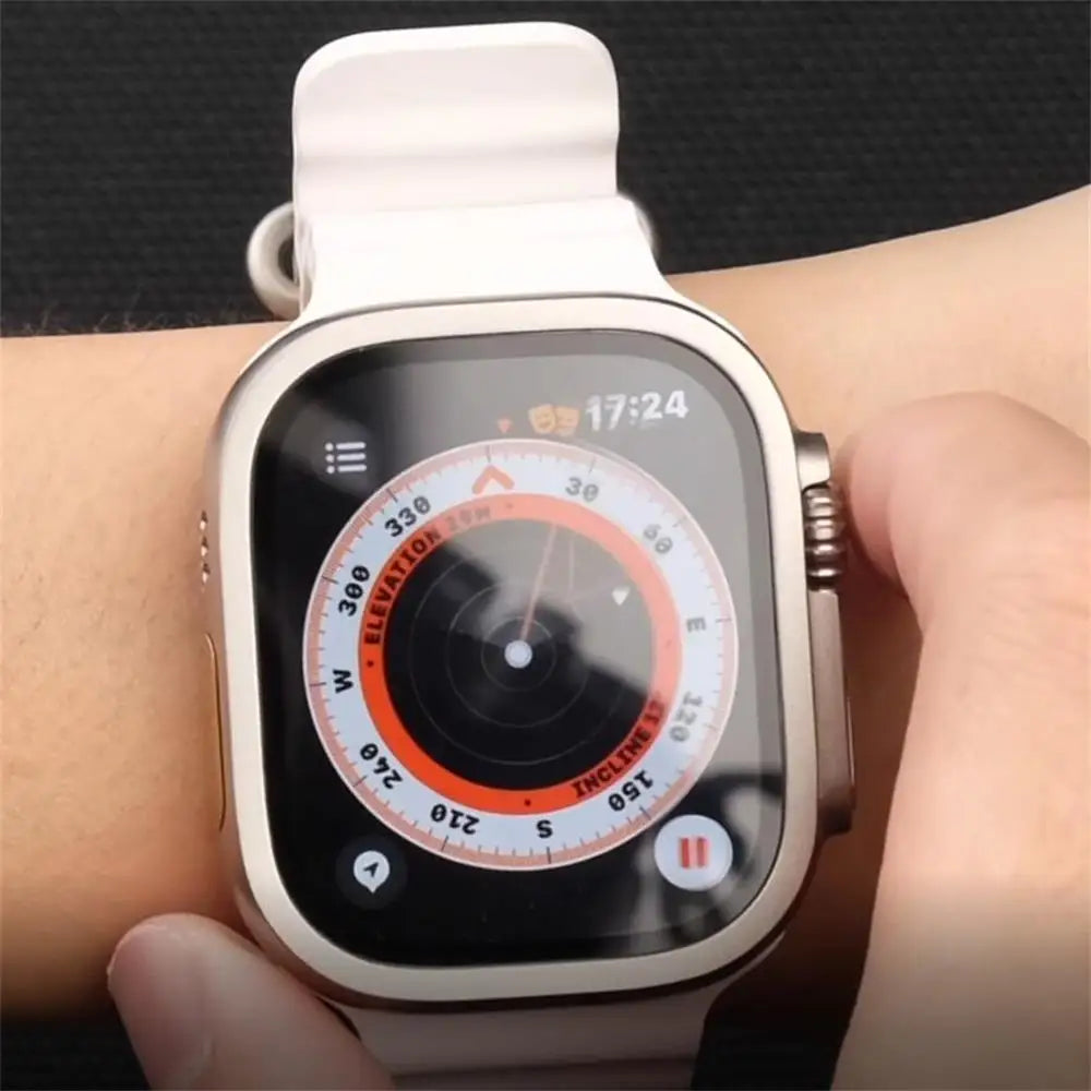 Tempered Glass Screen Protector for Apple Watch Ultra 2 49mm – Anti-Scratch HD Full Film with Metal Bumper, iWatch Ultra Accessories