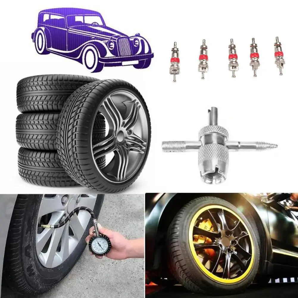 4-in-1 Tire Valve Core Wrench Set – Automotive Valve Stem Repair, Installation & Cleaning Tool