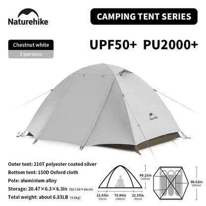 Naturehike 2-3 Person Camping Tent – Waterproof, UPF50+ Ultralight Outdoor Shelter for Hiking, Trekking & Sun Protection