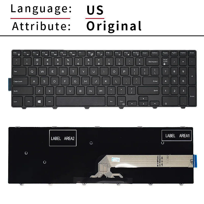 Dell Inspiron 15 Keyboard Replacement – BR/SP/US Russian Layout Backlit Keyboard for 3567 5577 5555 5557 5559 3543 5547 5549 5548 P39F P51F