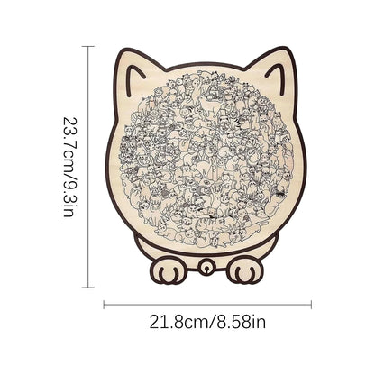 135-Piece Cat-Shaped Wooden Jigsaw Puzzle – Unique Irregular Puzzle Game for Cat Lovers, Birthday & Xmas Gift