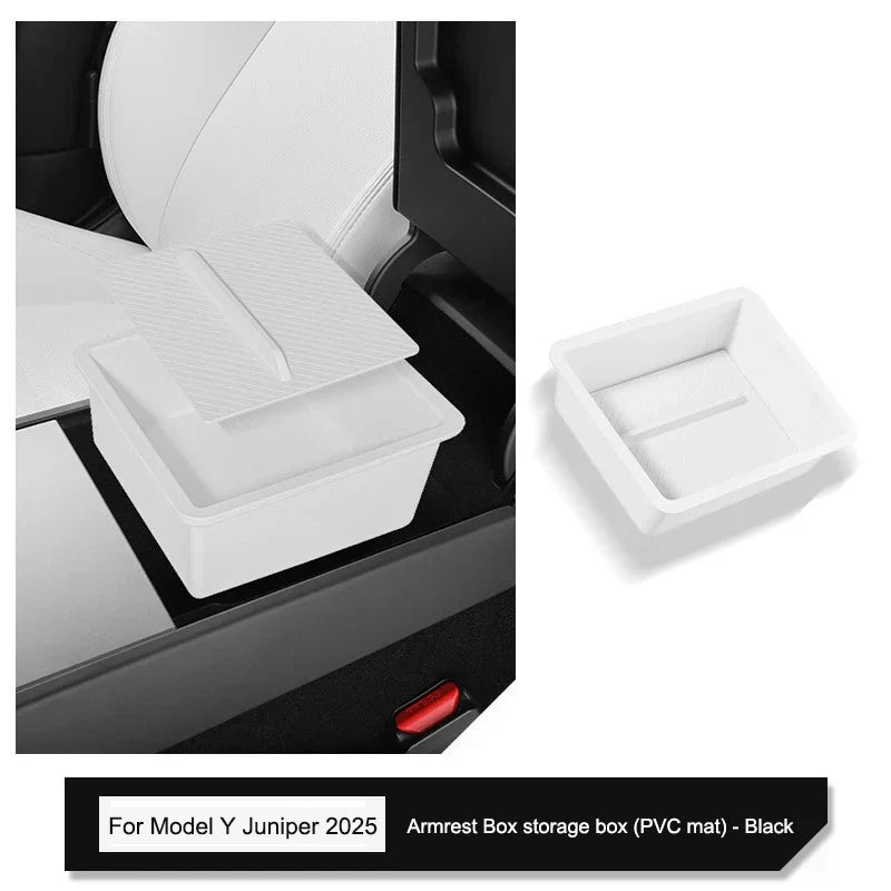 Tesla Model Y Juniper 2025 Center Console Armrest Organizer – Cup Holder & Storage Box Interior Upgrade Kit