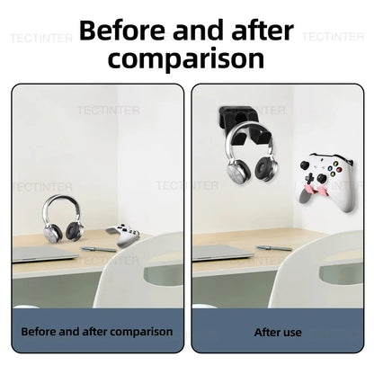 Wall Mount Stand for Switch Pro, PS5, PS4 & Xbox One Controllers — Headphone & Headset Holder Gaming Accessories