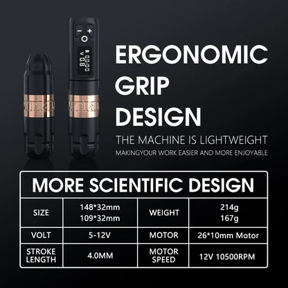 Ambition Soldier Wireless Tattoo Machine — Rotary Battery Pen with 2400mAh & LED Digital Display | Portable Power Pack for Body Art