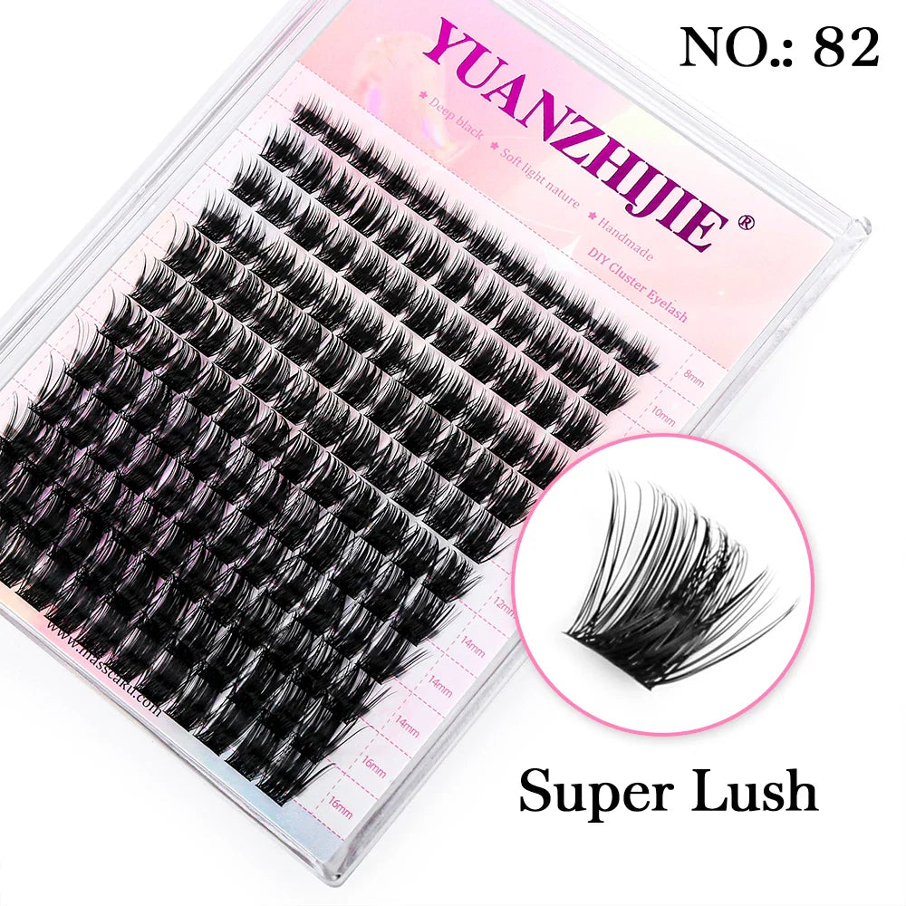DIY 144 Cluster Lashes YUANZHIJIE – Natural C/D Curl Segmented Mink Individual Eyelash Extensions Kit for Home Makeup & Professional Volume Look (Free Shipping)