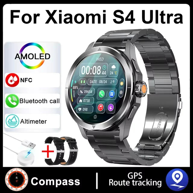 S4 Ultra Xiaomi Smart Bracelet — AMOLED HD Screen Men’s Watch with Bluetooth Call, GPS, NFC, Heart Rate & Compass Tracking