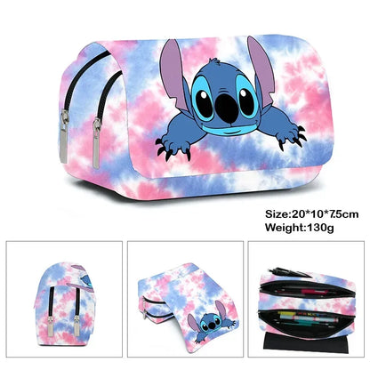 Anime Stitch Fully Printed Flap Pencil Case – Cartoon Stationery Bag for Primary & Secondary Students