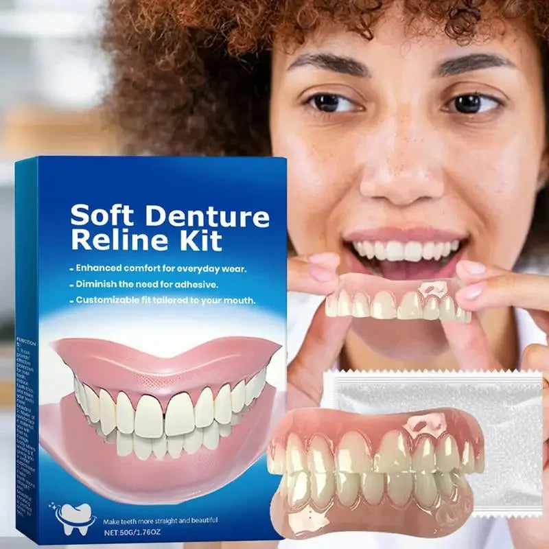 Denture Silicone Kit – Soft Denture Liners for Upper & Lower Teeth, Easy Use Dental Care Replacement Set