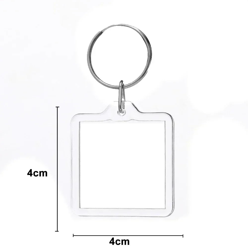 Clear Acrylic Photo Frame Keychains – Blank Rectangle Keyrings for Double-Sided Photos, DIY Supplies (5-100PCS)