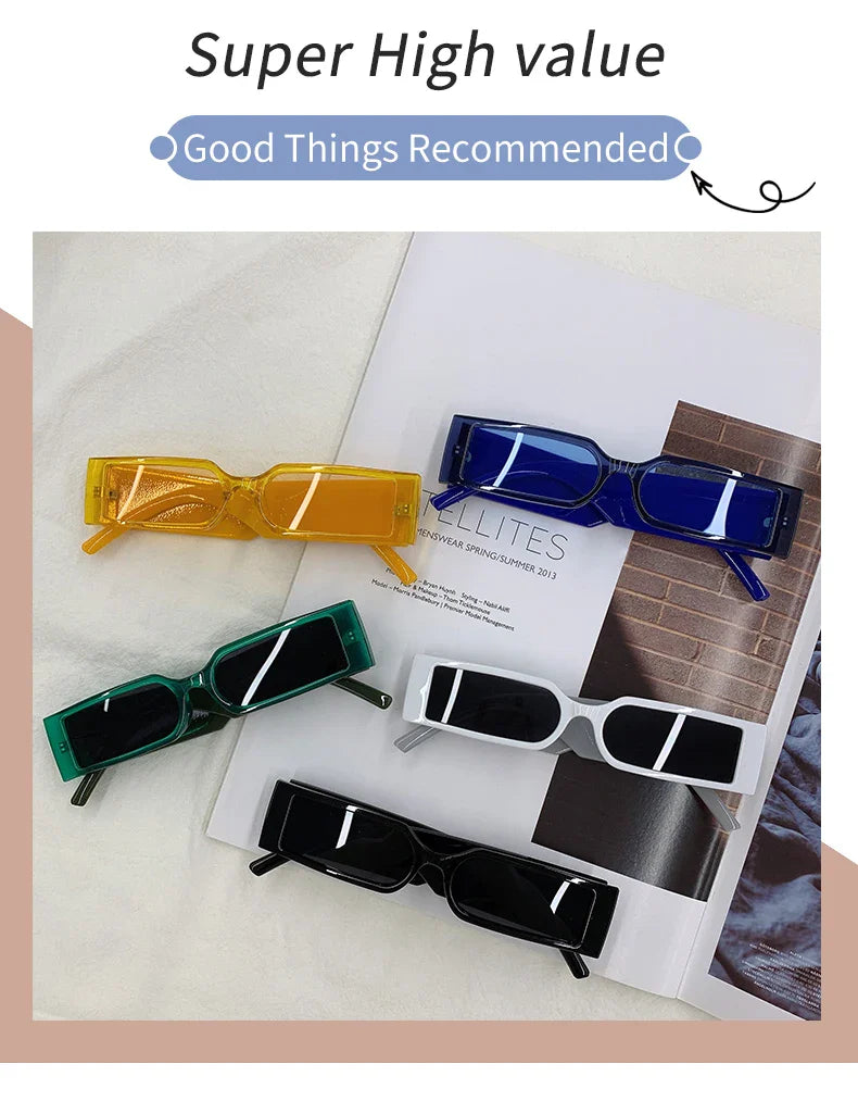 Luxury Rectangle Vintage Sunglasses for Men – Hip Hop Designer Black Small Frame UV400 Shades