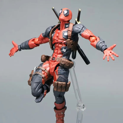 AMAZING YAMAGUCHI Deadpool & Wolverine 2.0 Action Figure – Grey Mutants Joint Movable KAIYODO Model Toy for Kids & Collectors