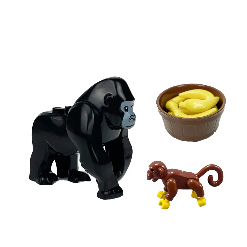 MOC Animal Scene Building Blocks – Zoo & Wildlife DIY Toy Bricks with Ducks, Cats, Dogs, Penguins, Eagles, Wolves, Bears, Deer, Sharks, Snakes, Mice, Sheep (K055)