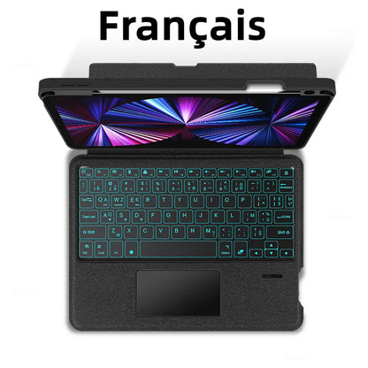 AJIUYU Keyboard Case for iPad Pro 11" & 12.9" (2018-2022) – Backlit Smart Keyboard with TouchPad for iPad Air & 10.2"