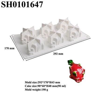 SHENHONG Silicone Fruit Mousse Cake Molds – Orange, Apple, Pear, Mango, Strawberry & Durian Dessert Decorating Tools