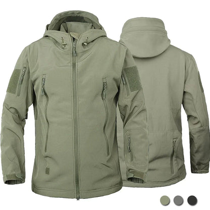 2024 Tactical Soft Shell Jacket for Men - Windproof Waterproof Breathable Fleece Hooded Combat Coat
