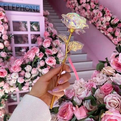 LED 24K Foil Plated Roses – Valentine's & Mother's Day Gift, Artificial Flower Decor, Romantic Wedding & Lover Lighting