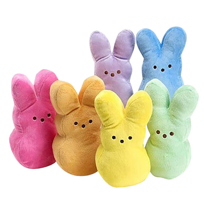15cm Peep Bunny Plush Toy – Soft Stuffed Rabbit Doll with Star Carrot for Easter & Room Decor Gift