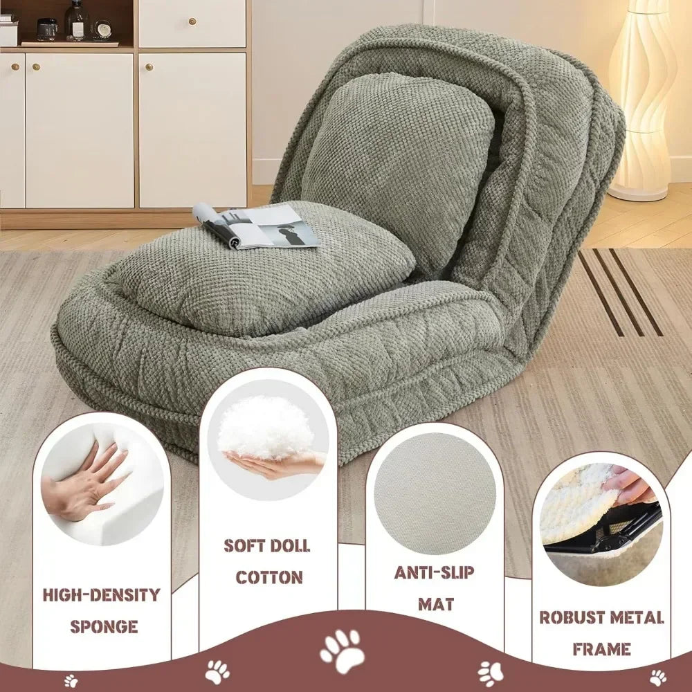 Bean Bag Chair – Convertible Sofa Bed for Adults & Pets, 5 Adjustable Positions, Lounge Chair for Bedroom & Living Room