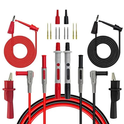 P1308B 18PCS Test Lead Kit – 4mm Banana Plug to Test Hook Cable with Multimeter Probes & Alligator Clips