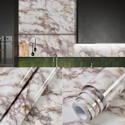 40cm PVC Marble Wall Sticker - Waterproof Oil-Resistant Self-Adhesive Kitchen Decor