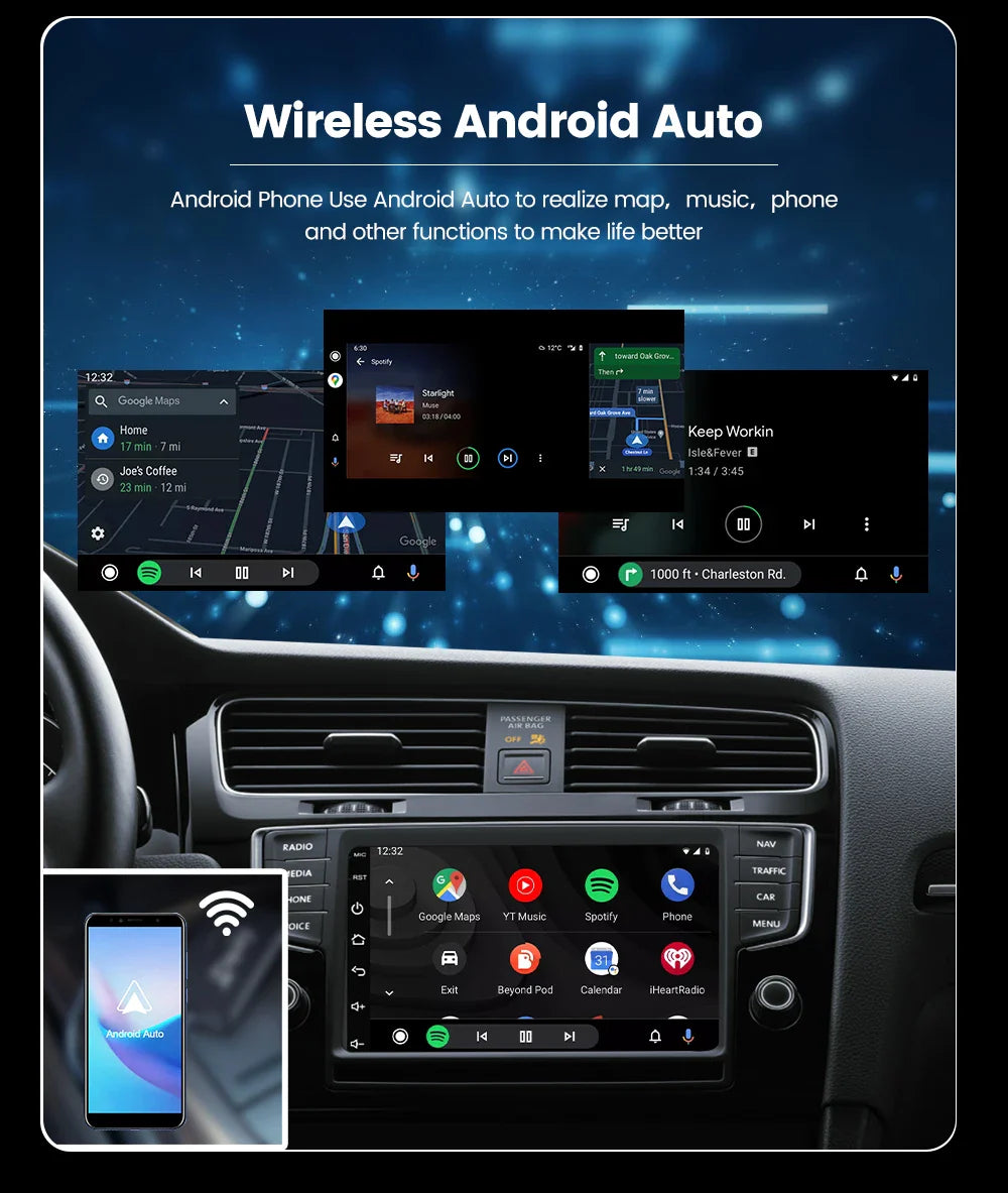 CarlinKit Wireless CarPlay & Android Auto USB Adapter – Wireless Dongle for Car Multimedia, MirrorLink, Waze & Spotify